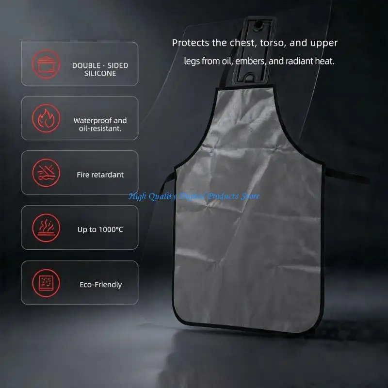 U2JE Protective Work Apron Full Front Coverage Silicone Coated Fabric with Adjustable Neck Opening and Waist Fastening Bands for