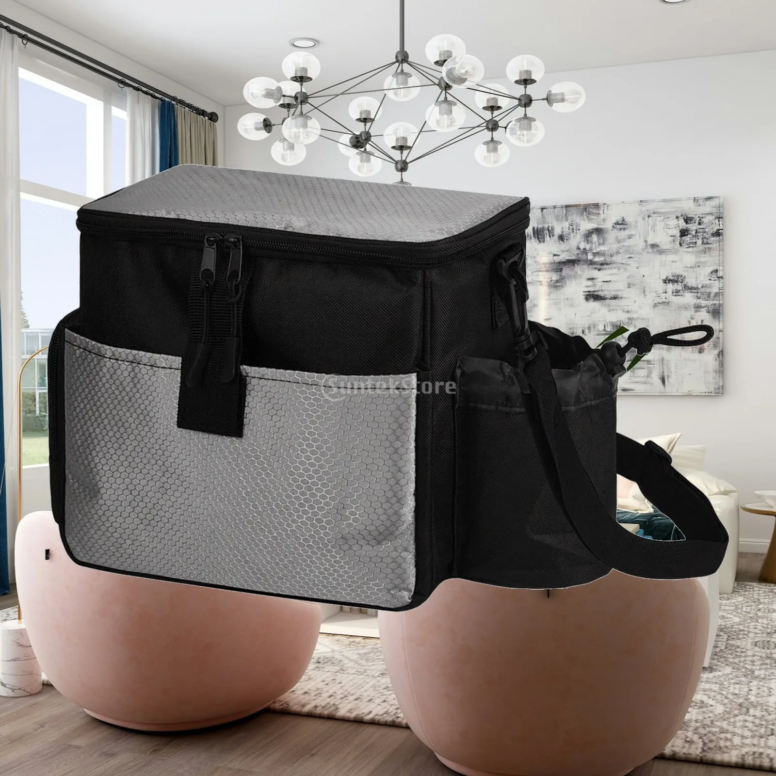 Compact Black Golf Shoulder Bag with Removable Divider Panels and Waterproof Bottom for Course Play