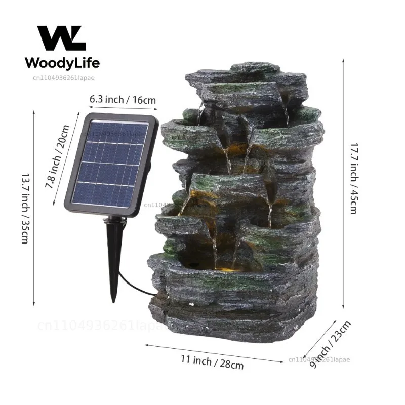 Faux Rock Garden Fountain with Lights for Outdoors Gardens, Patios and Balconies