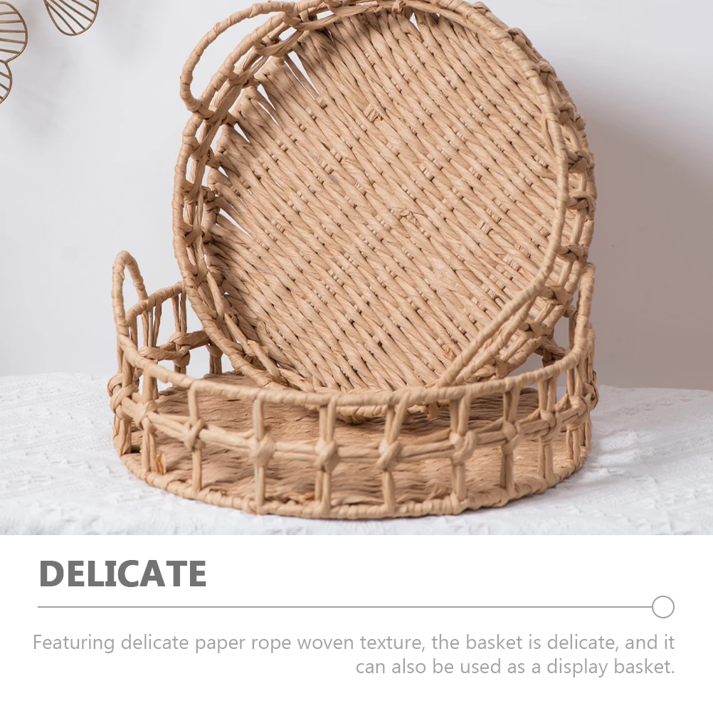 

Woven Storage Basket Paper Rope Bread Fruit Tray SXJ22 212 Large Home Kitchen Food Serving Holder Sundries ganizer Decorative