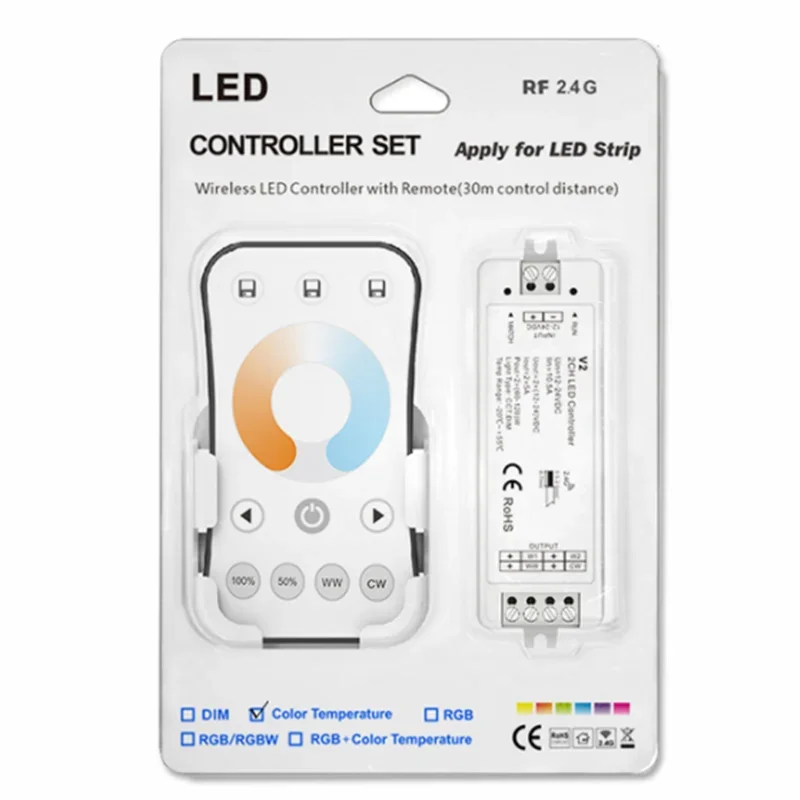 DC12V 24V Color Temperature LED CCT Controller R12 RT2 R7-1 2.4G RF Remote Suitable For SMD5050 Dual Color LED Strip Light Tape