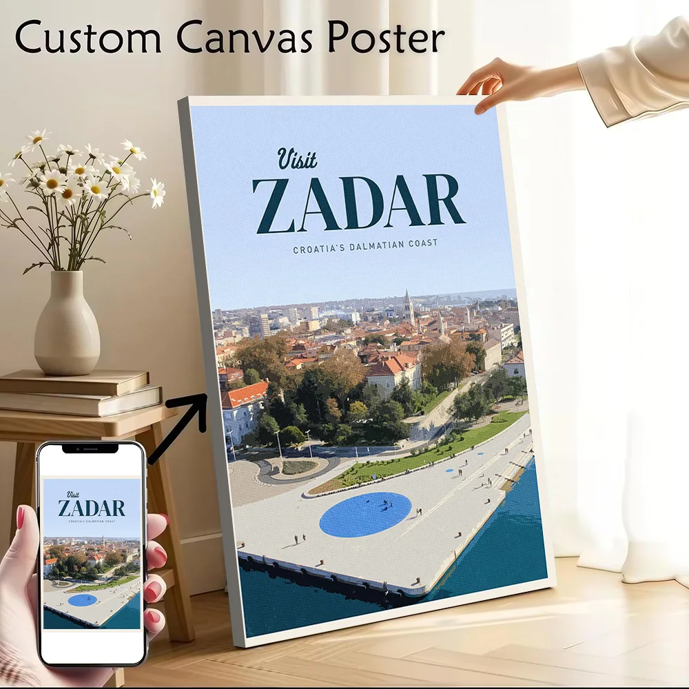 Visit Zadar Canvas Wall Art Poster Custom Wall Paintings Personalized Photo Printing for Vintage Decor Living Room Bedroom Mural