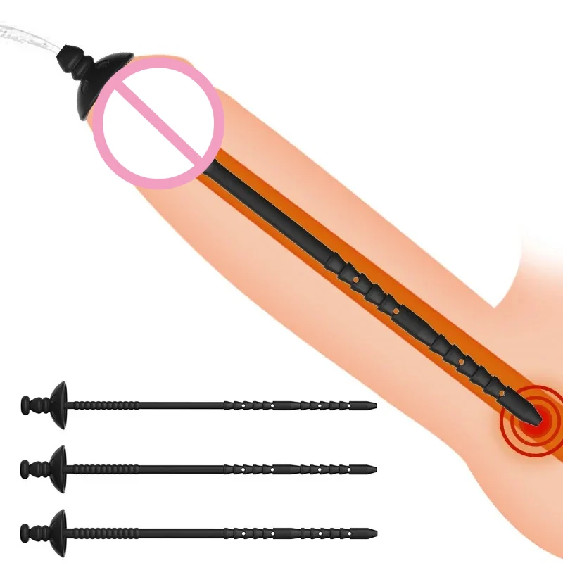 Insertar catéter uretral dilatador tapón para pene jeringa inyección estimulación ocular de caballo uretro largo sonido juguetes sexuales para hombres Gay