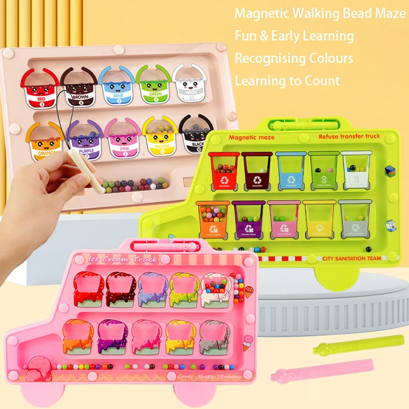 

Магнитный лабиринт с рисунком автомобиля, прогулочные бусины, игрушка, тренировка магнитной концентрации, 2-3-6 лет, детское внимание, детская развивающая игрушка