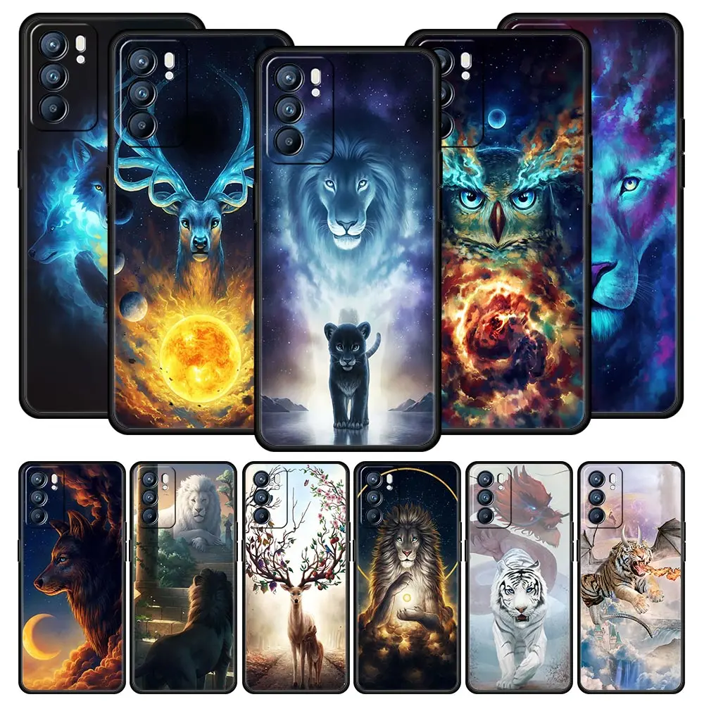 Wolf Tiger Animal Case For OPPO A16 A15 A54 A53 A52 A9 2020 A74 A76 A95 A12 Reno7 SE Reno6 Z Find X5 Pro Plus 5G Phone Cover