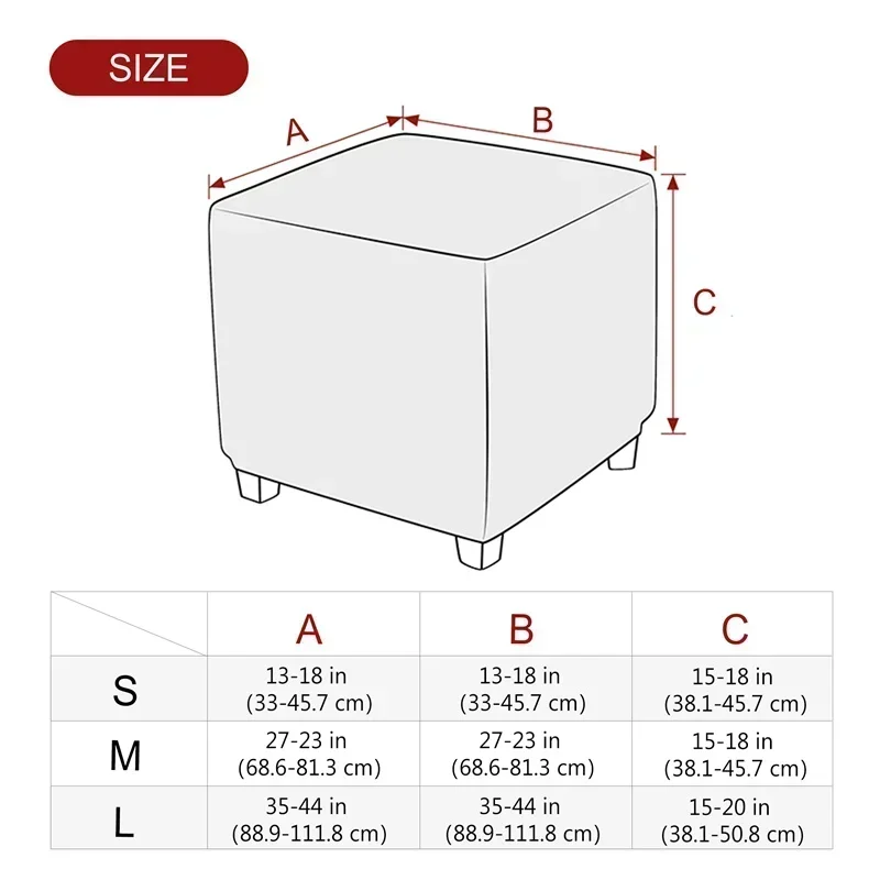 1PC Velvet Square Footstool Ottoman Cover S/M/L Soft Elastic Footrest Slipcovers for Living Room House Pouf Furniture Protector