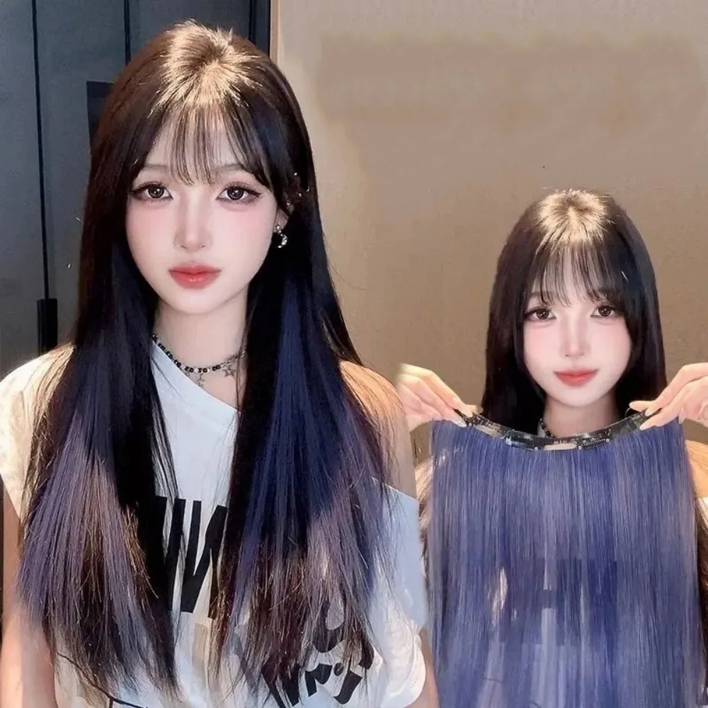 วิกผมสังเคราะห์แบบคลิปในชิ้นเดียวย้อมอเนกประสงค์สําหรับผมสีขาว ให้ความรู้สึกเป็นธรรมชาติและต่อผมง่าย ชิ้นวิกผมแบบไม่มีรอยต่อ