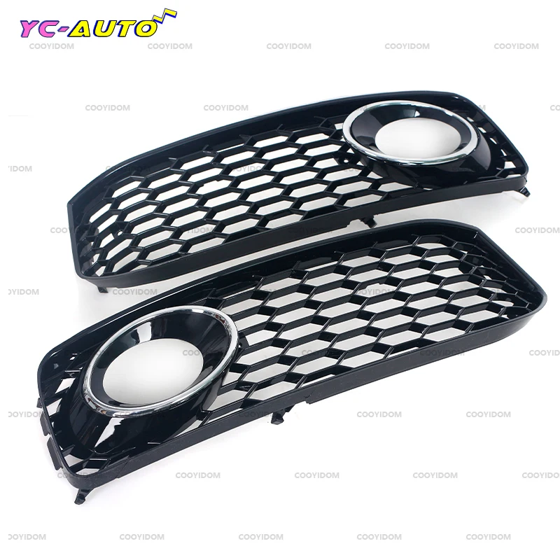 A Pair Front Bumper Fog Light Lamp Cover Honeycomb Mesh Hex Grille For Audi A5 S-Line S5 B8 RS5 2008-2012 8T0807681B 8T0807682D