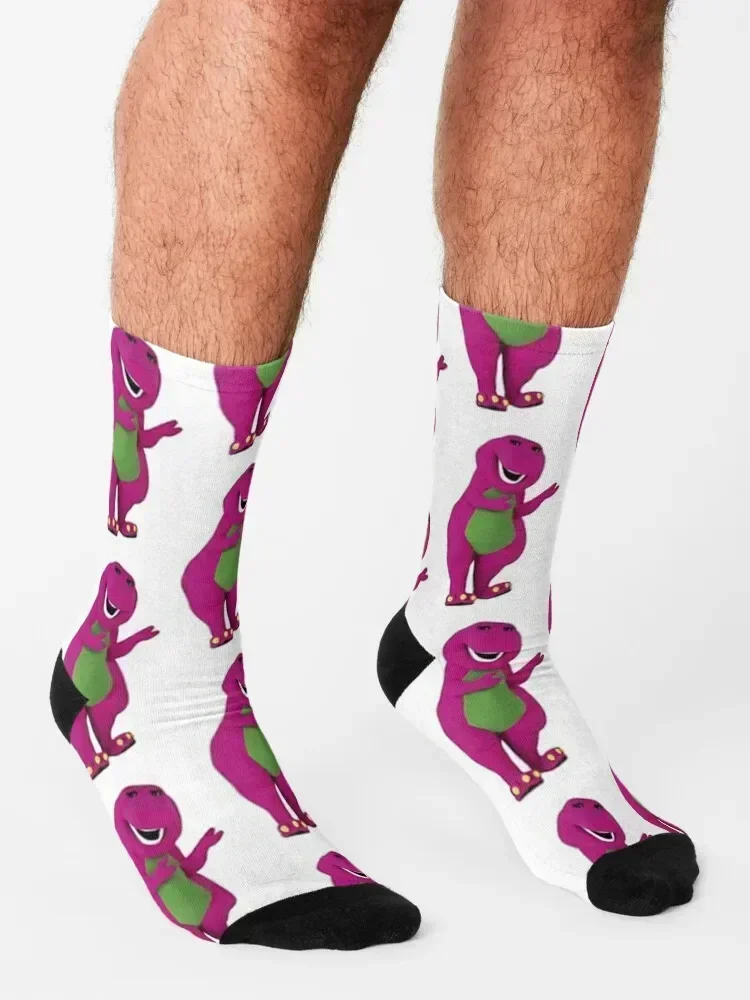 جوارب بارني ذا ديناصور لكرة السلة مضادة للانزلاق على شكل زهور كلاسيكية للرجال