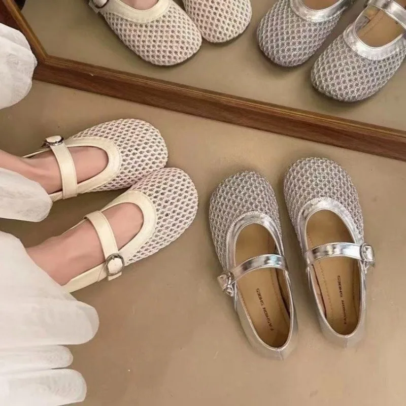 

Mesh Women's Singles 2026 New Spring and Summer French Hollow Flat Mary Jane Shoes