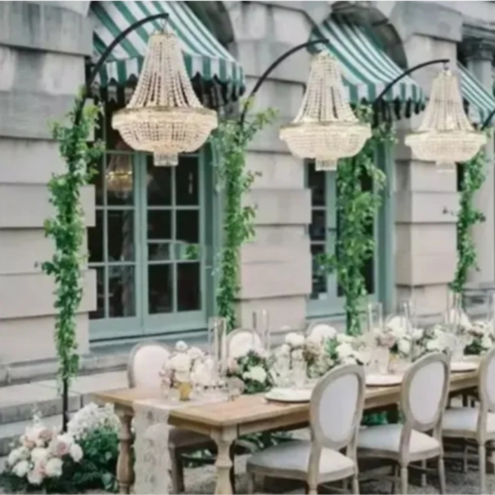 4pcs  Frame Wedding Centerpieces Supplier Black Stand for Chandelier Heavy Duty for Outdoor Table Decoration