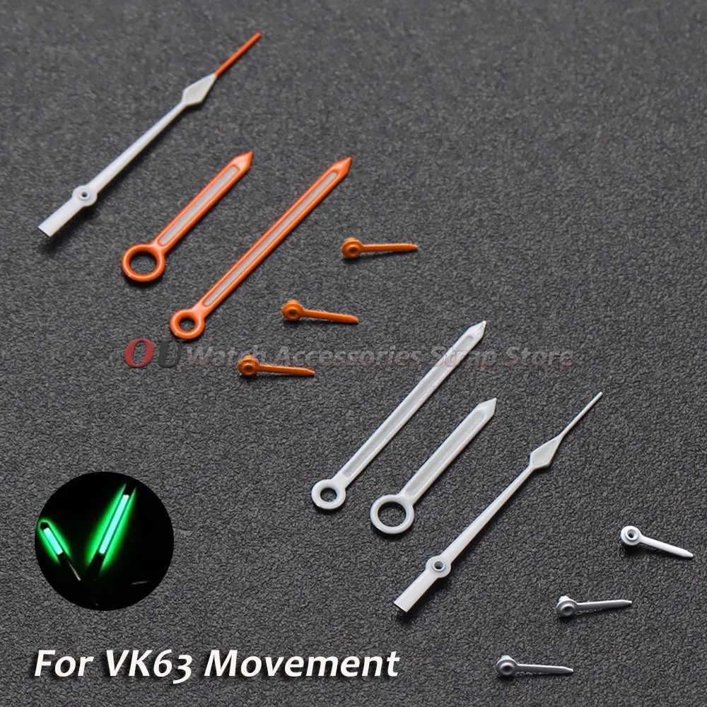 For VK63 Hand Green Luminous Silver Gold Orange 6-Hands Fit VK63 VK63A Quartz Movement Watches Parts Pointer Needle Accessories
