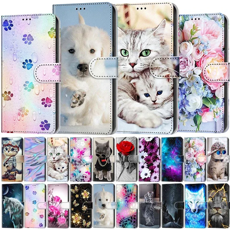 Fashion Leather Flip Case For Xiaomi Poco M6 Pro 5G X5 Pro 12T Redmi Note 12 Pro Plus 12S 12C Butterfly Painted Wallet Cover