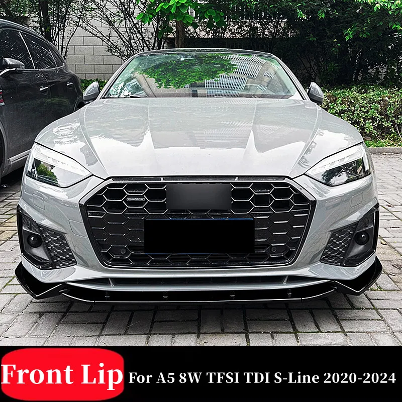 For AUDI A5 Sline S5 8W6 Car Front Bumper Splitter Lip Chin Spoiler Body Kit Diffuser Protector Guard Exterior Accessori