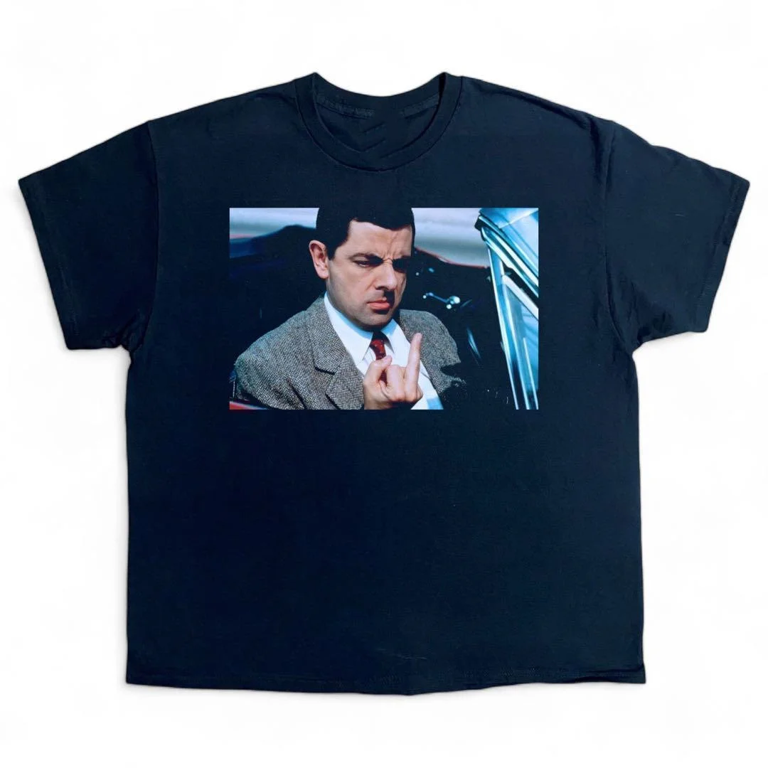 Mr. Bean Middle Finger Vintage Graphic T-Shirt Cotton Men Women Streetwear Tee