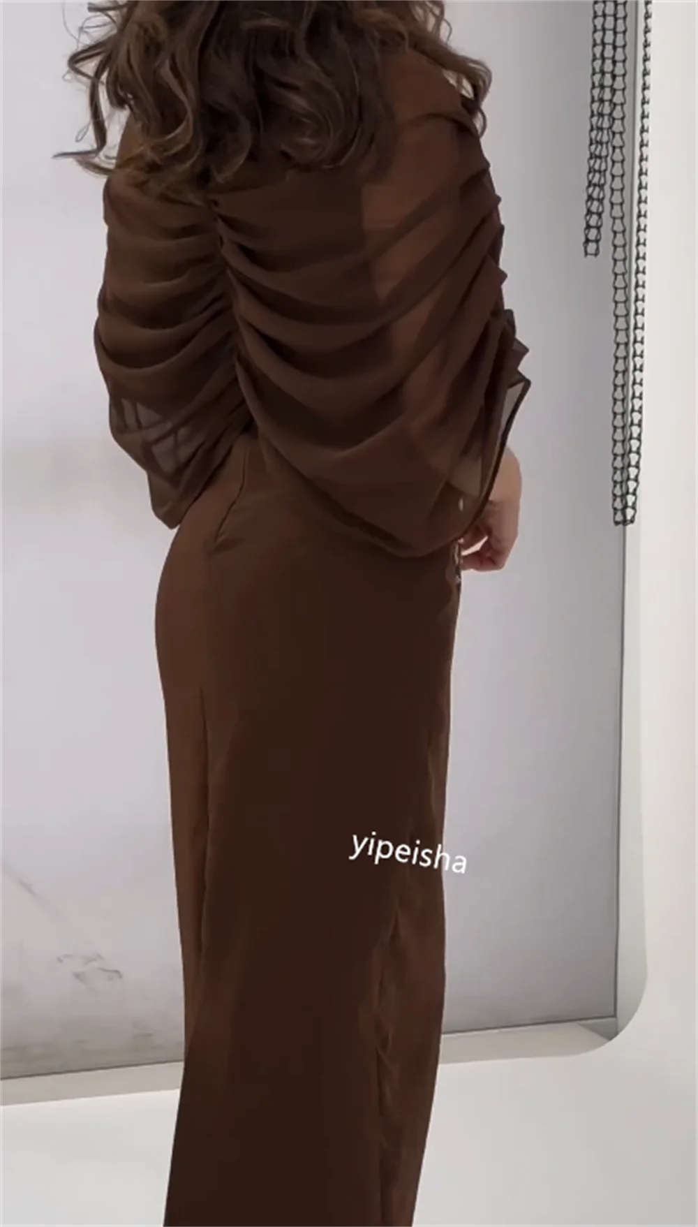 Jiayigong-vestido de noche de satén con cuentas escalonadas, traje Formal de corte en A con cuello cuadrado, a medida, para ocasiones, Midi, Arabia Saudita