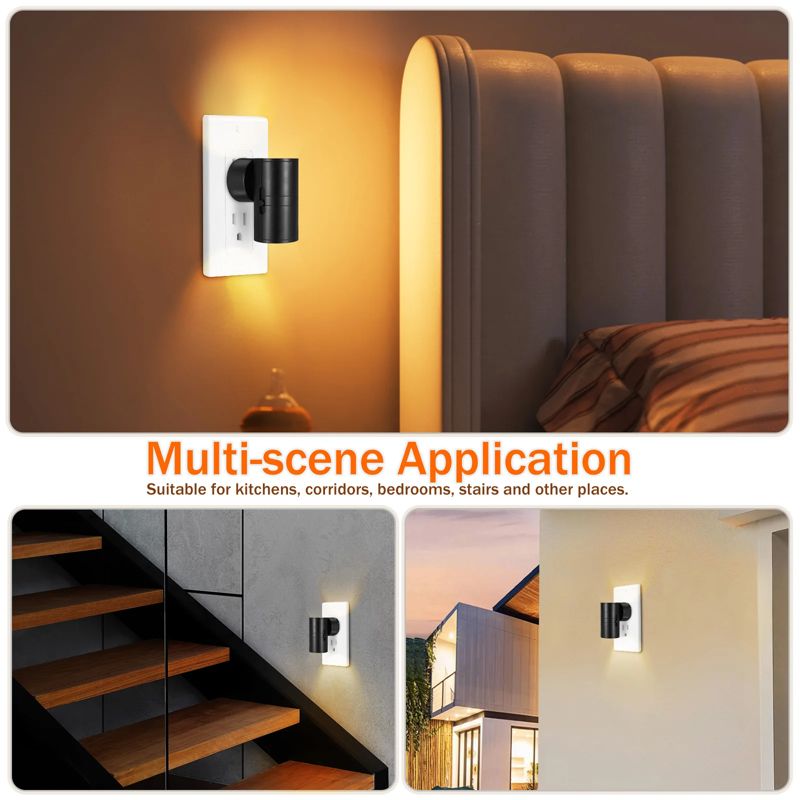 Led ضوء الليل المكونات في الجدار الضوء الأسود الاستشعار سطوع قابل للتعديل لينة توهج لغرفة النوم المطبخ المدخل الحمام الحضانة