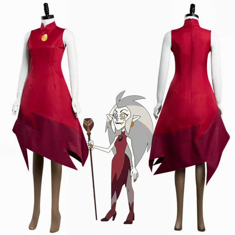 Anime The Owl House Season Cosplay Costume Edalyn Red Uniform Dress With Socks Outfits Halloween Party Suit