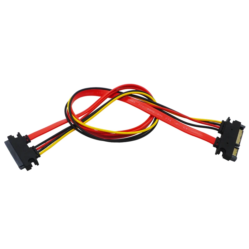 Mais novo 30cm 22pin cabo sata macho para fêmea 7 + 15 pinos serial ata dados sata cabo de extensão combo conector conterver