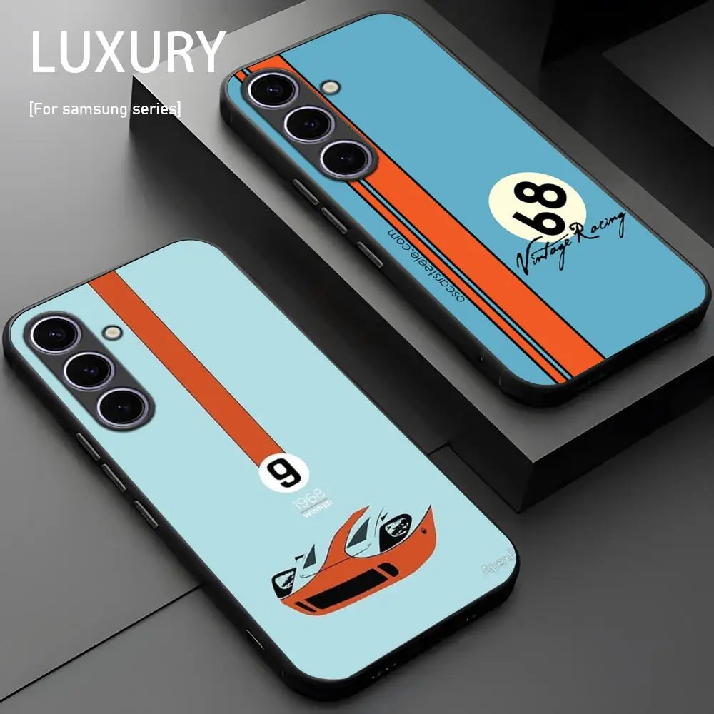 Supre Cool Car G-Gulf-Rac-ING Phone Case For Samsung Galaxy S25 S24 S23 S22 S21 S20 Plus Ultra Note20 Soft Black