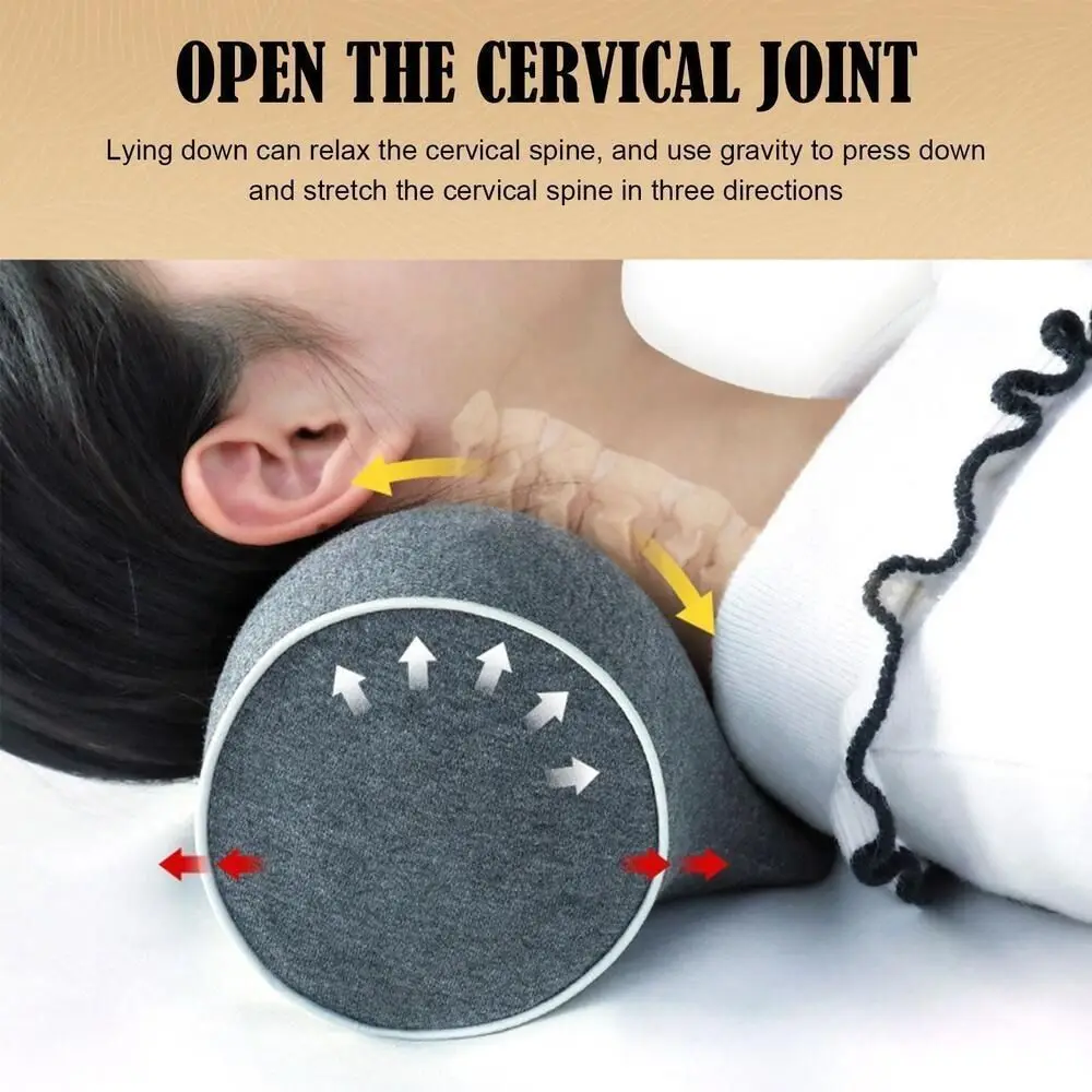PU Memory Cotton Cervical Pillow Relax Neck Black Grey Cervical Spine Pillow Pain Relief Assist Pillow