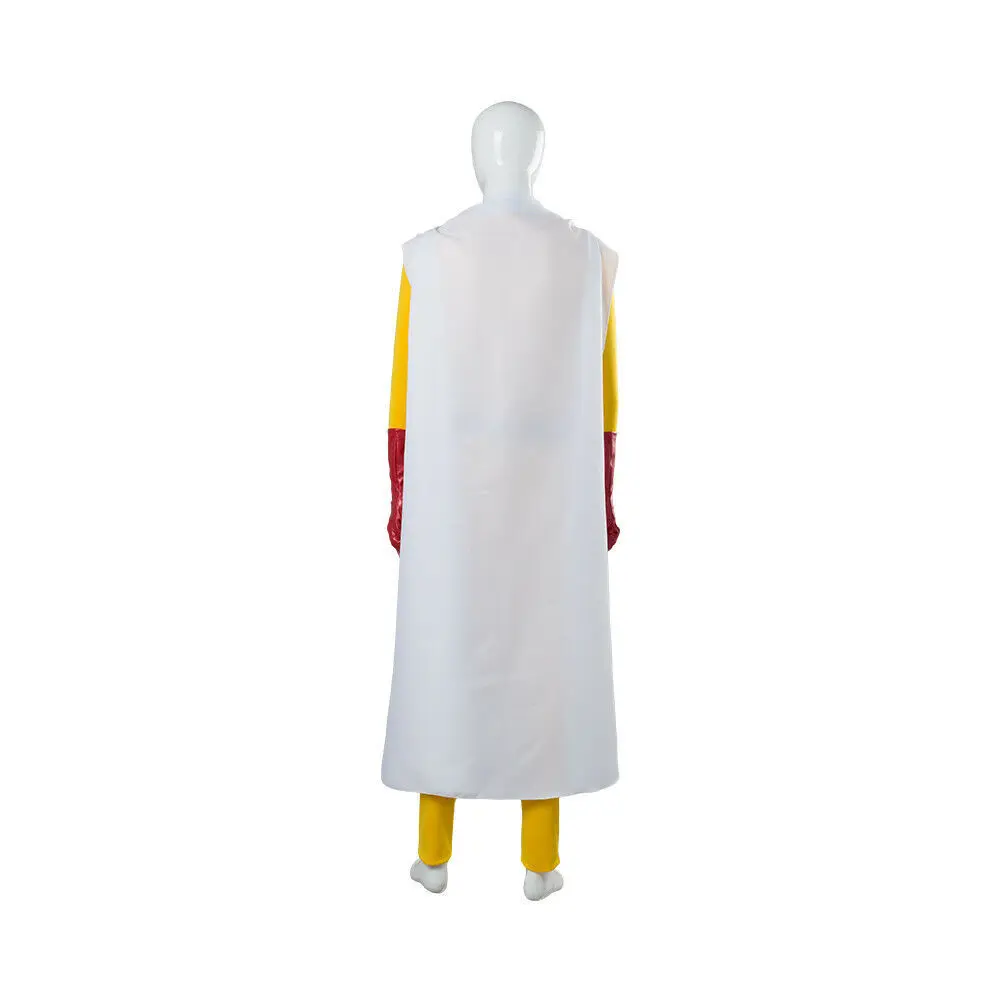 One Punch Man Saitama Cosplay Costume Adults Yellow Jumpsuit with Cloak Gloves Belt Halloween Carnival Party Outfit view 3
