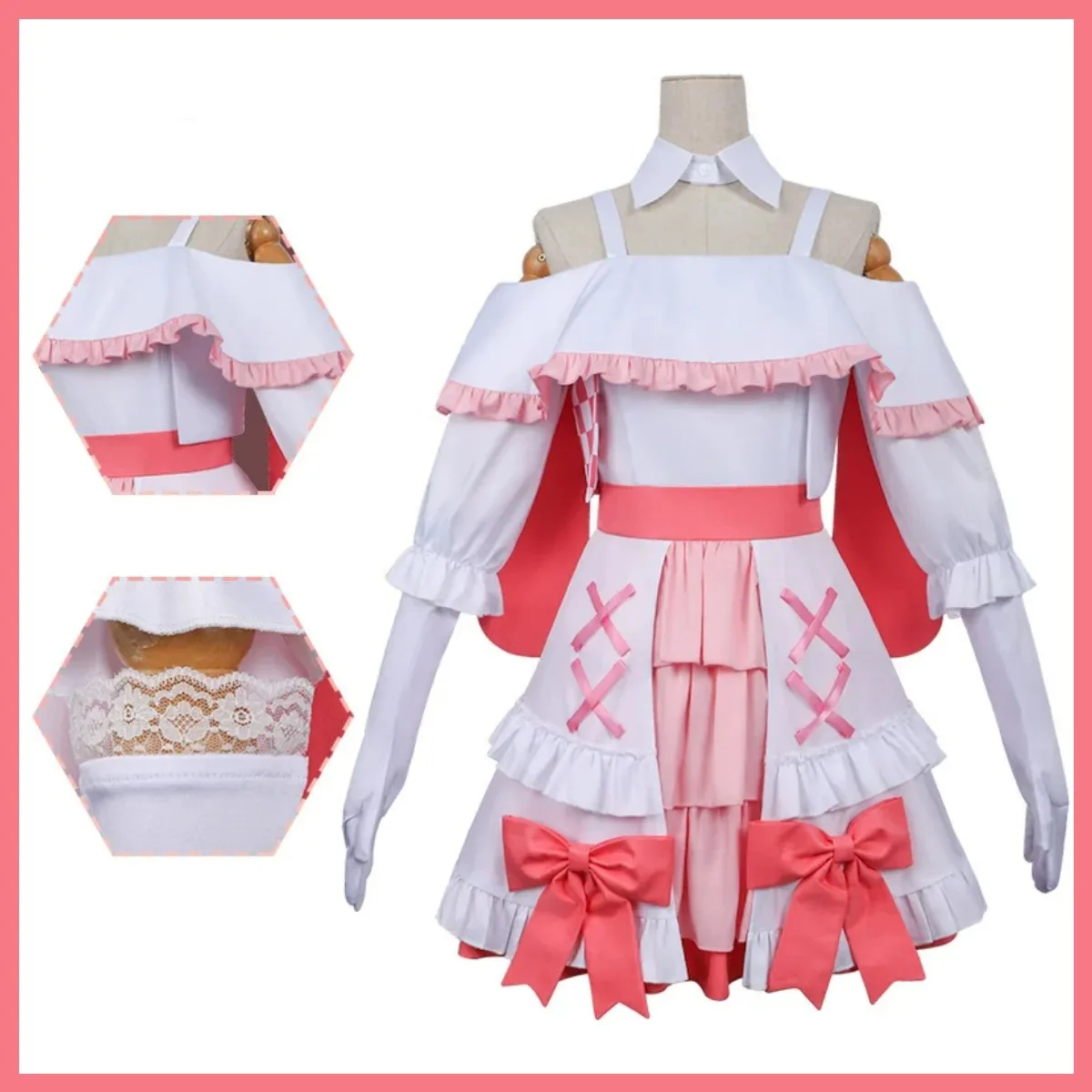 Disfraz de Anime Girls Band Cry Hina, disfraz de Lolita para mujer adulta, bonito vestido de princesa Kawai rosa y blanco, traje de mascarada de Navidad