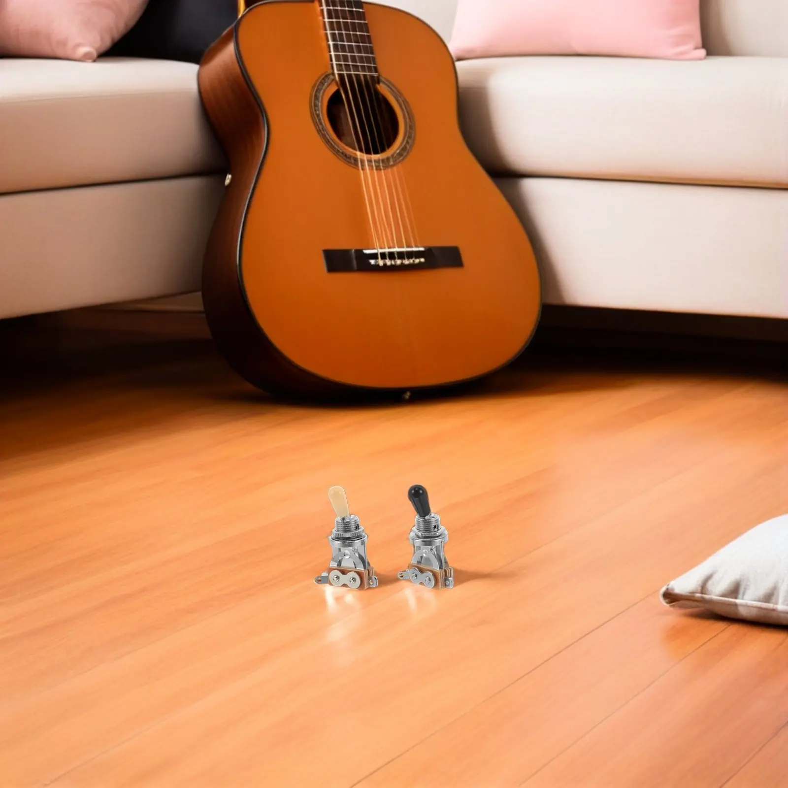 

2Pcs Electric Guitar Electronics Kit 3-Way Pickup Switch Silver Metallic Cap Black Beige Knobs Tone Control Wiring