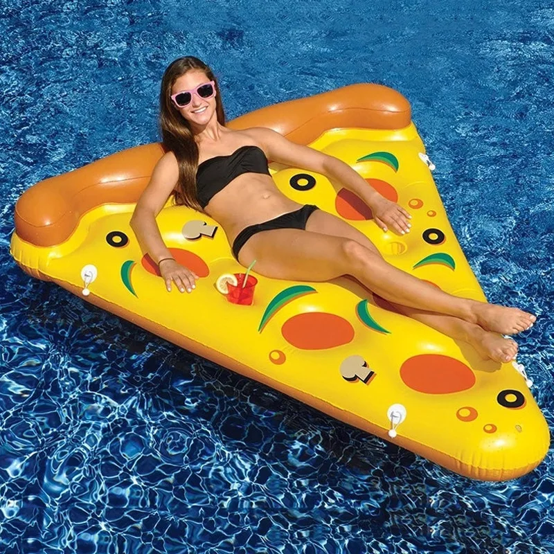 

Large Thickened Inflatable PVC Pizza Float Lounger Adult Water Ride-on Floating Bed Portable Lounge for Pool Beach Water Fun