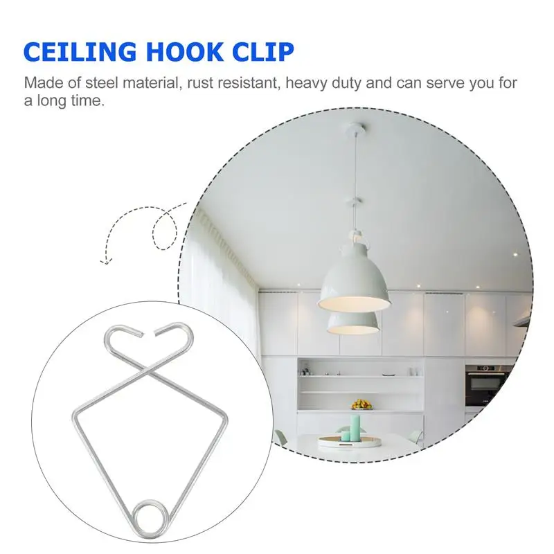 50pcs Steel Hanging Hooks For Decorations Drop Ceiling Hanging Hooks Clip Wall Mounted Ceiling Tile Hooks For Office Home