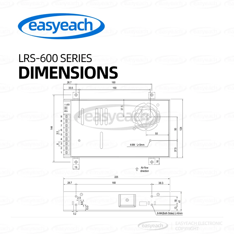 يعنيويل LRS 600 5 LRS 600 12 LRS-600-15 LRS-600-24 LRS-600-27 LRS-600-36 LRS-600-48 وحدة الطاقة العالية تحويل التيار الكهربائي #3
