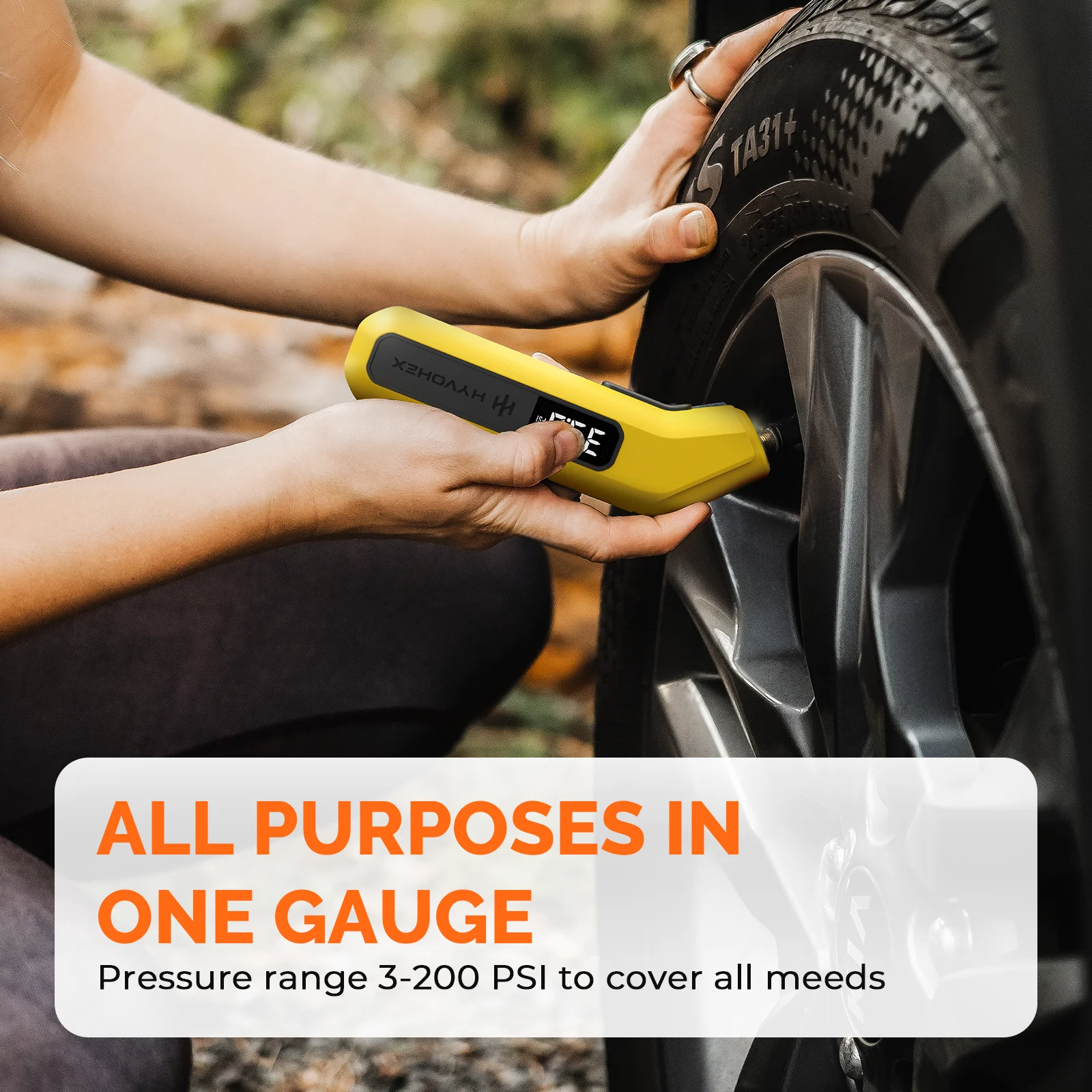 T200 مقياس ضغط الإطارات الرقمي 200 رطل لكل بوصة مربعة مع شاشة LED مرئية مقياس الضغط الكهربائي للسيارات والشاحنات وسيارات الدفع الرباعي RVs والدراجات النارية
