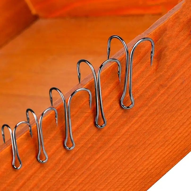 50pcs/set Serviceable High Carbon Steel Double Fishing Hooks, 1# 2# 4# 6# 8# Classic Frog Hook