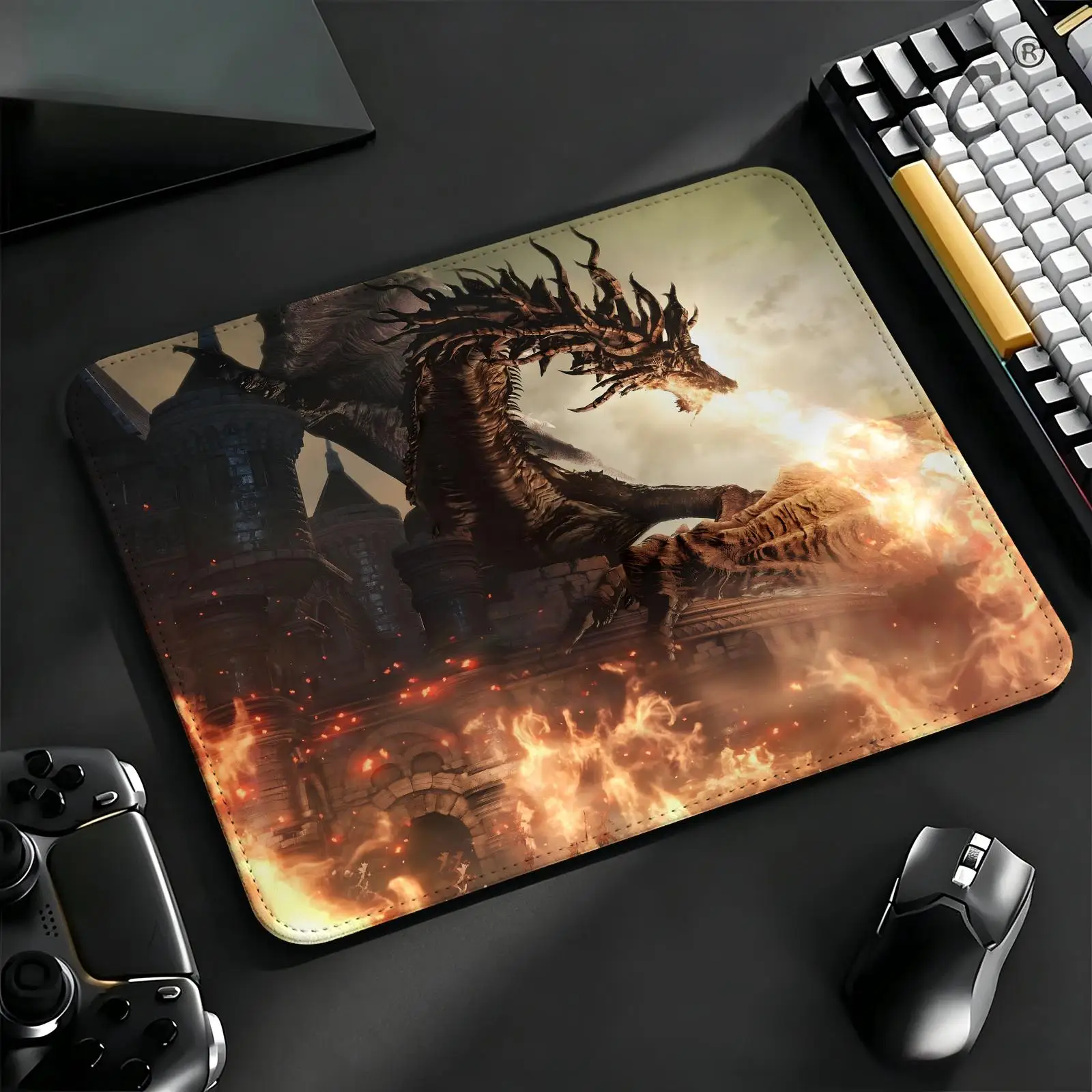 Compact Gaming Mat Reinforced Stitched Border, HOT GAME Dark Souls 3 S/M/L Sizes Portable Laptop Desk Pad for Office & E-sports