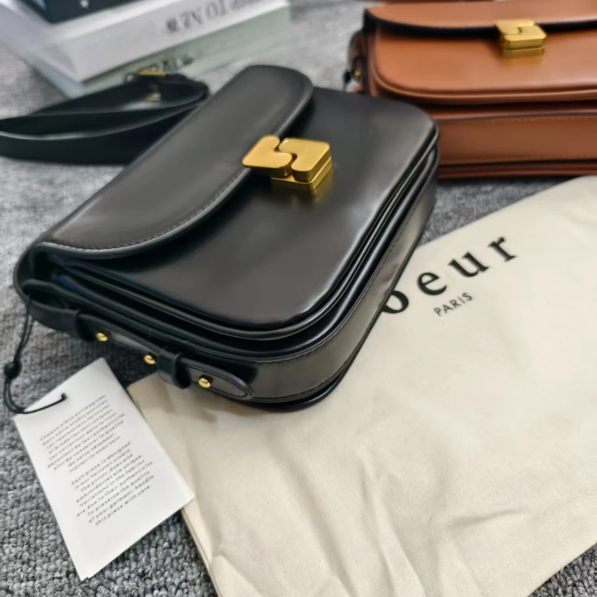 K SOEUR Premium Design Women's Handbag Full-Grain Leather Compact Square Bag Tofu-Shaped Shoulder Bag Crossbody Bag