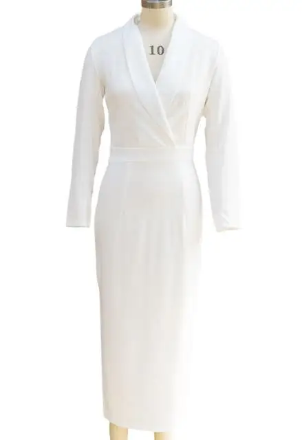 فستان خريفي أنيق للتنقل بلون سادة ورقبة على شكل حرف V وخصر للنساء، مزاج أنيق، فستان ملفوف على الورك