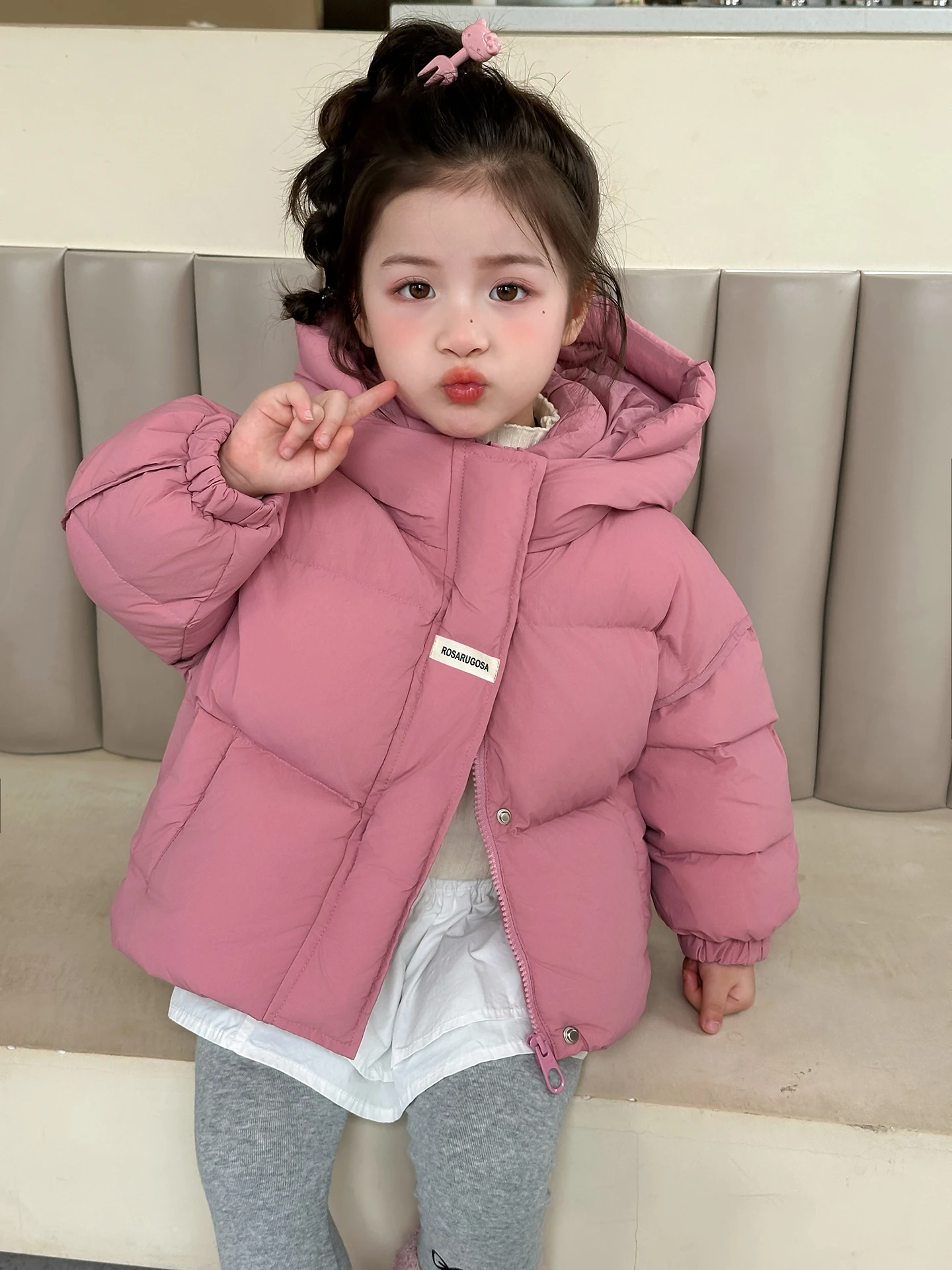 

Детская одежда для девочек: Новая осенне-зимняя коллекция, модная зимняя одежда для малышек, белый пуховик...