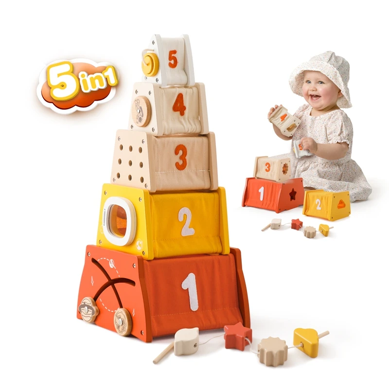 

Montessori Early Education Children Busy Room Box Multifunctional Baby Puzzle Rocket Stacking Shape Paired Threading Toys Gifts