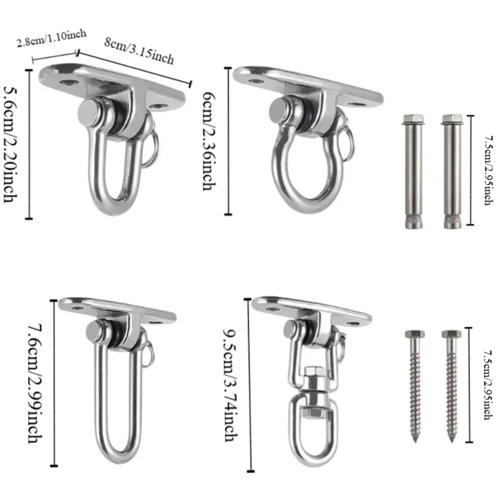 Set di grucce per altalena rotanti a 360 gradi Set di ganci per sedie amaca resistenti in acciaio inossidabile 304 Staffe per appendere montaggio a parete a soffitto