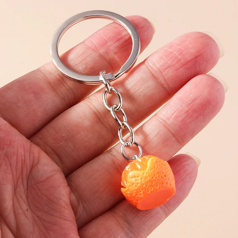 Cartoon 3D Fruit Orange Charms Keychain Souvenir Gifts for Women Men Car Key Handbag Pendants Keyrings DIY Jewelry Accessories