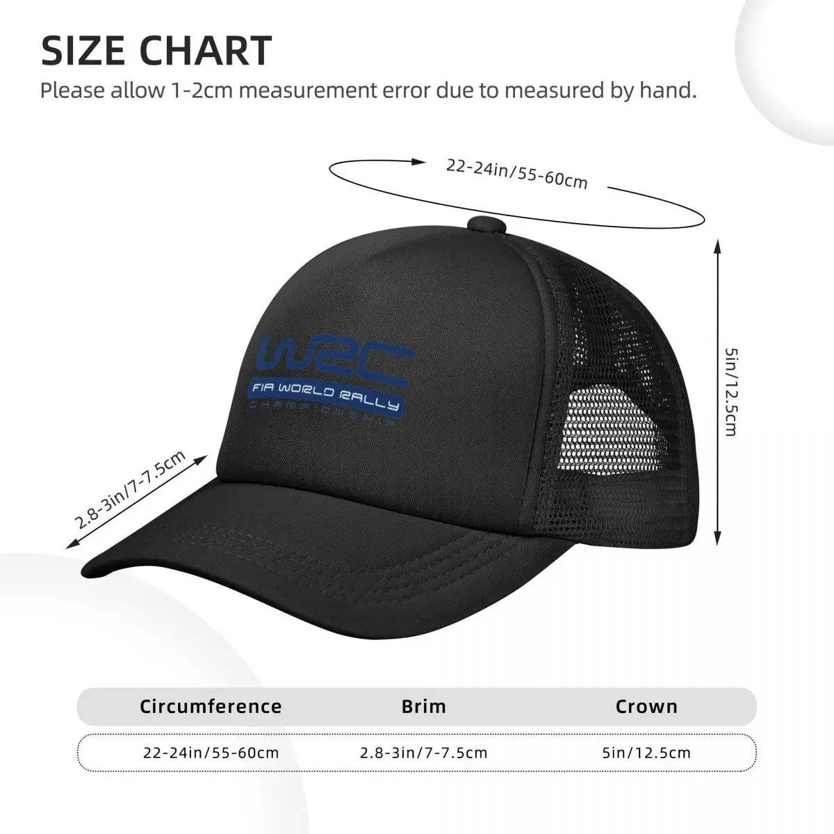 WRC Unisex Mesh Baseball Cap, Primavera e Verão, Adulto