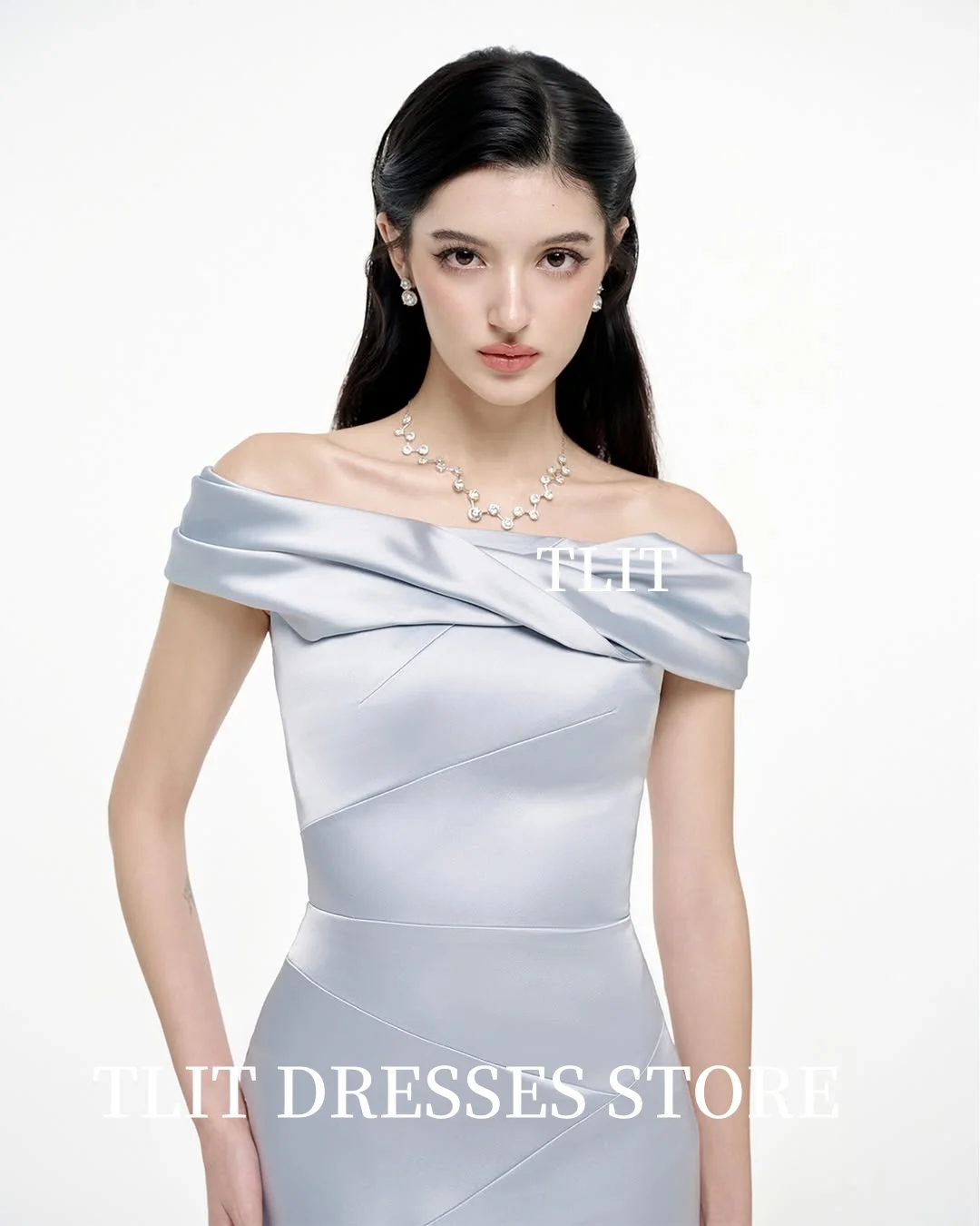 TLIT أنيقة الحرير الساتان حورية البحر فساتين لحضور الحفلات الموسيقية قبالة الكتف حمالة vestidos de noche الظهر سبليت فساتين مخصصة مساء رسمي