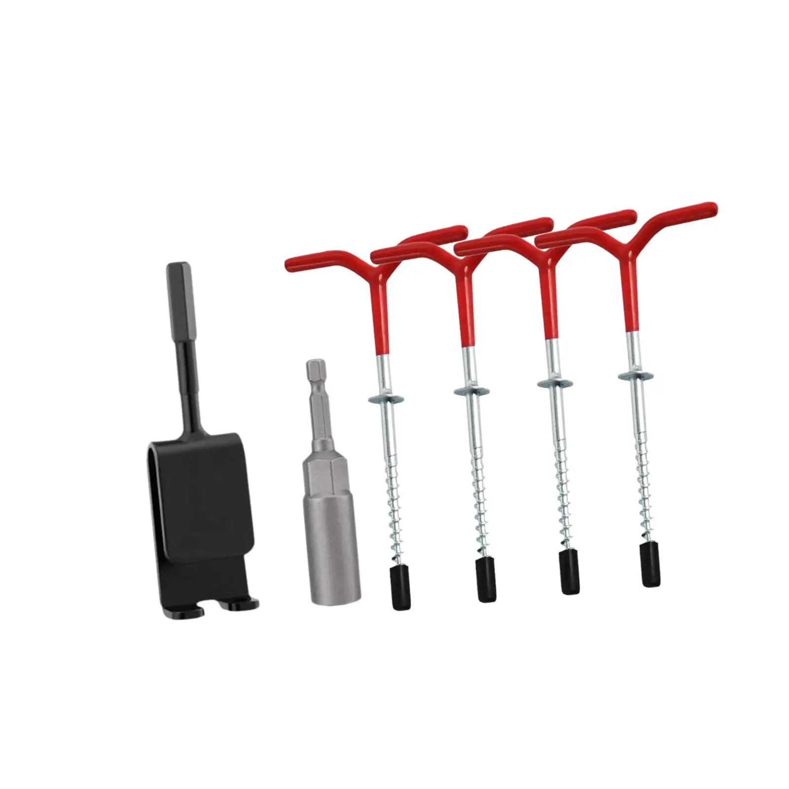 4Pcs Ice Fishing Anchors Tent Stakes Ice Anchor Power Drill Adapter Threaded Tent Pegs Heavy Duty Portable Ice Shanty Anchors