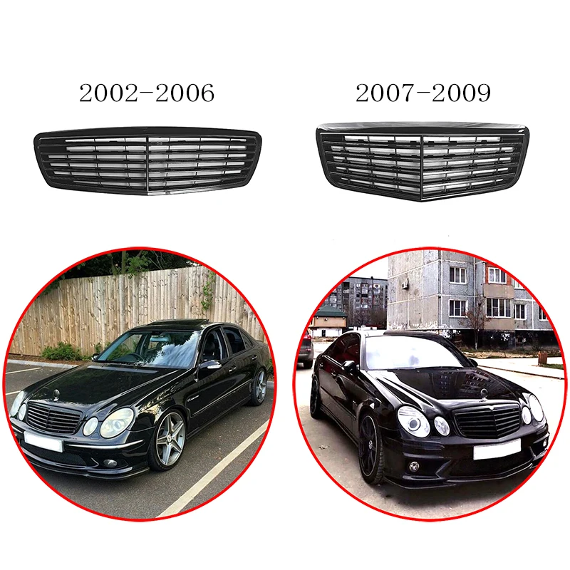 

High Quality ABS Car Front Bumper Racing Grills For Mercedes Benz E Class W211 E280 E320 E350 E400 E500 2002-2009 Glossy Black