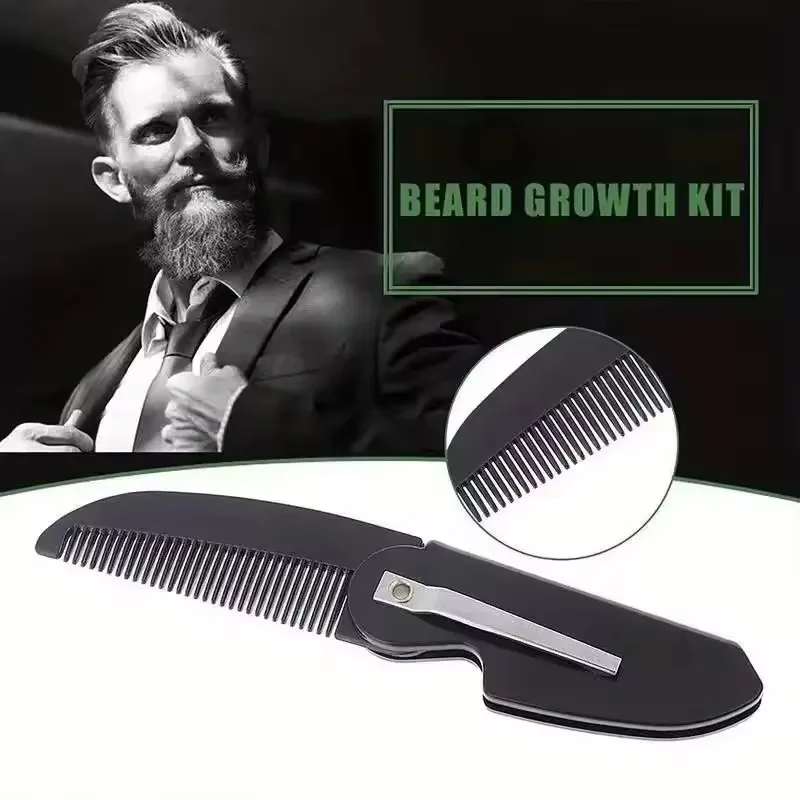 Portable Folding Beard Comb Mustache Comb Small Pocket Men Moustache Combs Grooming Hair Detangling Beard Styling Accessories