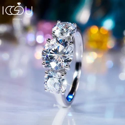 IOGOU 2CT 4CT D Color Moissanite Engagement Ring for Women Original 925 Sterling Silver 3 Stone Wedding Promise Band Jewelry