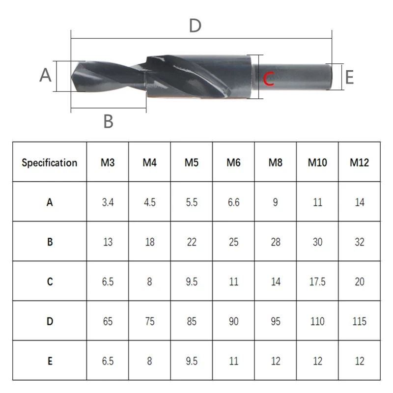 90/180 Grad zweistufiger Stufenbohrer M3-M12 Schraube Senker Spiralbohrer Fase Senker Lochsäge Metallbearbeitungswerkzeug – Detail 4