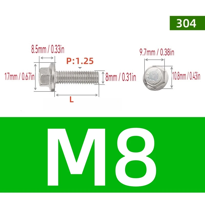5-10 قطعة 304 سداسية من الفولاذ المقاوم للصدأ شفة البراغي M5 M6 M8/5 مللي متر 6 مللي متر 8 مللي متر A2-70 DIN6921/GB5787 مع مسامير غطاء رأس سداسي للغسالة المسننة #4