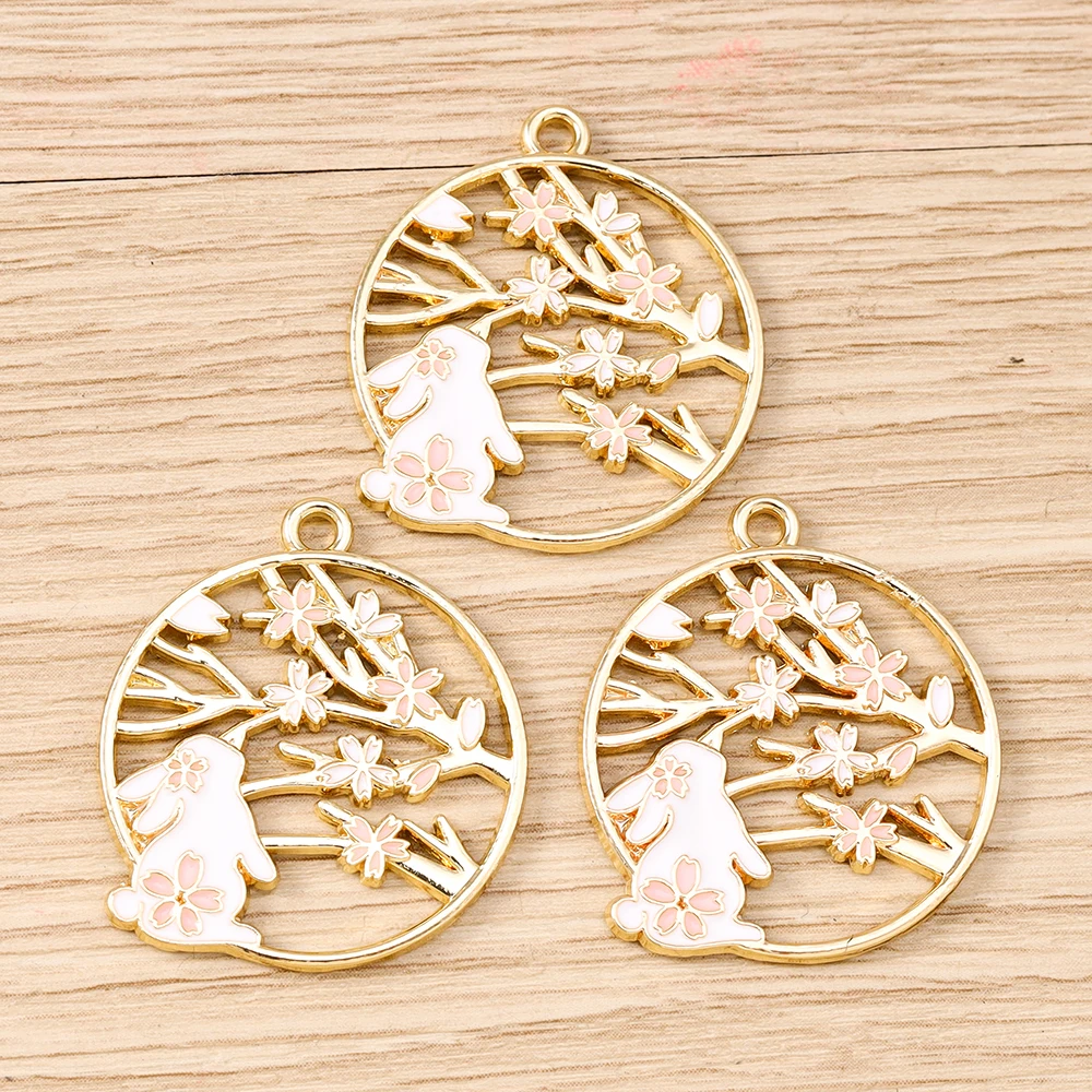 Tusember 10 Stück niedliche Blumen-Kaninchen-Anhänger aus Legierung, Kawaii-Blumen-Kaninchen-Anhänger für DIY-Armbänder, Halsketten, Schmuckherstellung – Detail 9