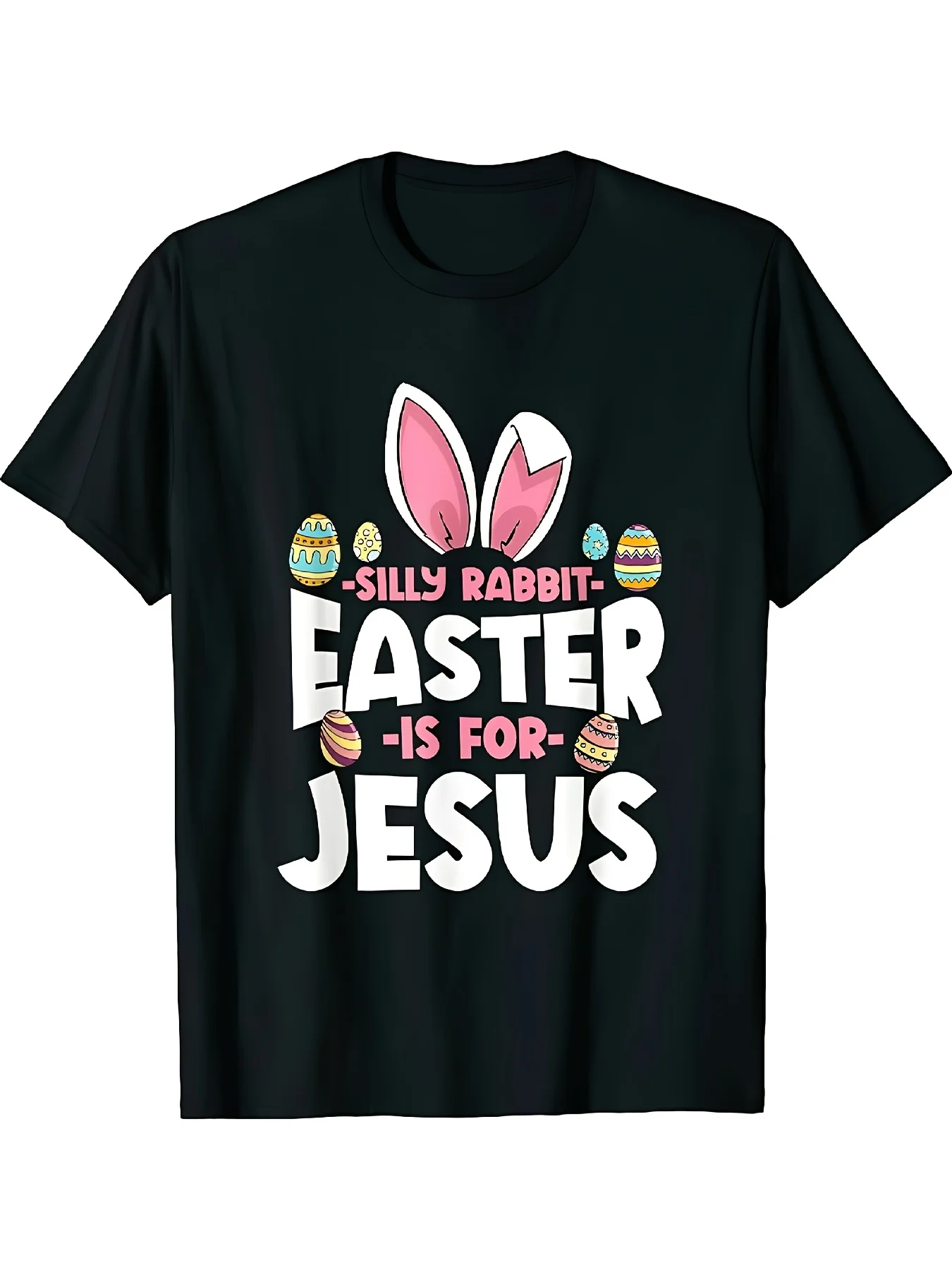 

Silly Rabbit Easter Is For Jesus Graphic Tee Cotton Crew Neck Short Sleeve T-Shirt for Men
